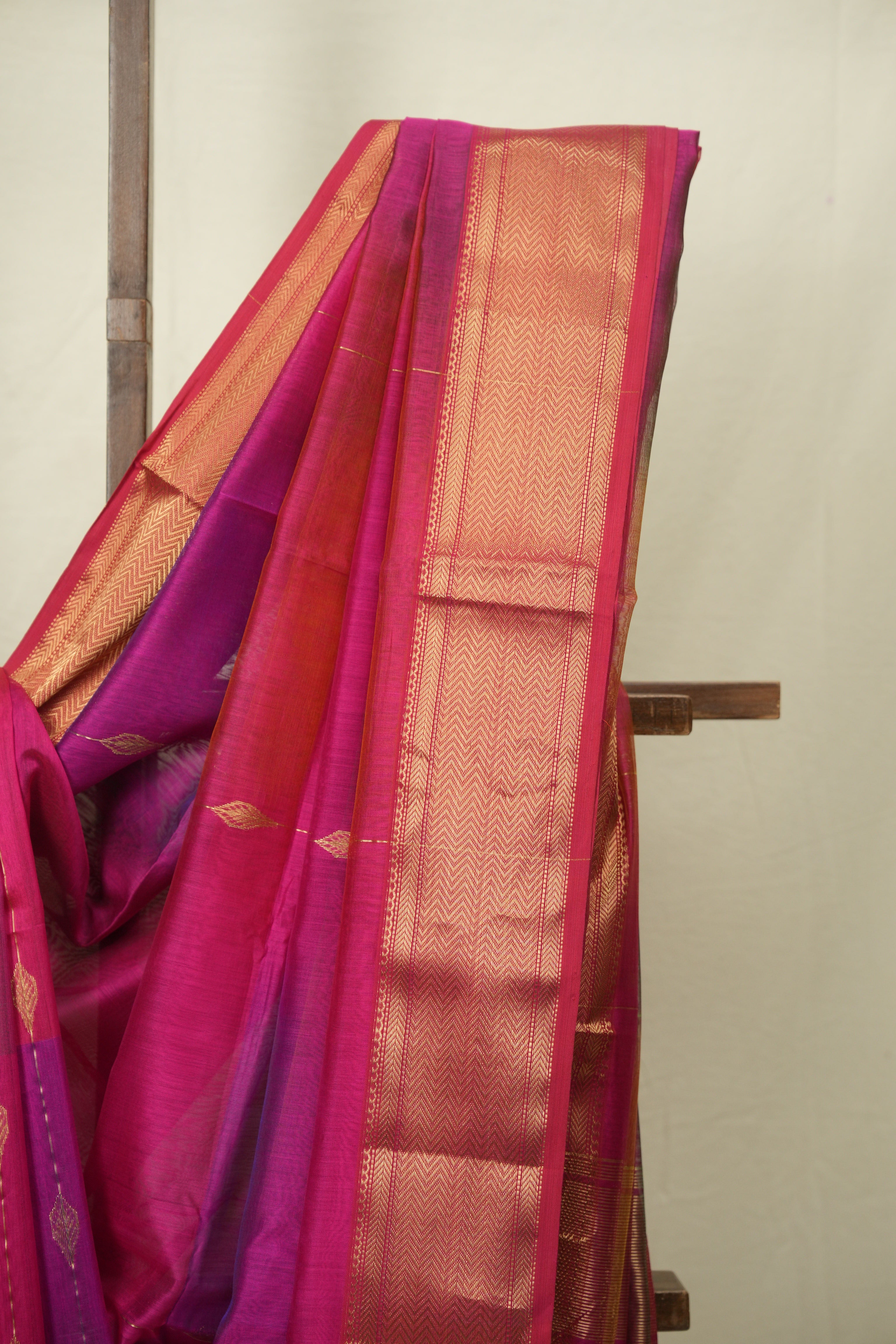 Two Tone Pink Maheshwari Saree - SRTTPMS1240
