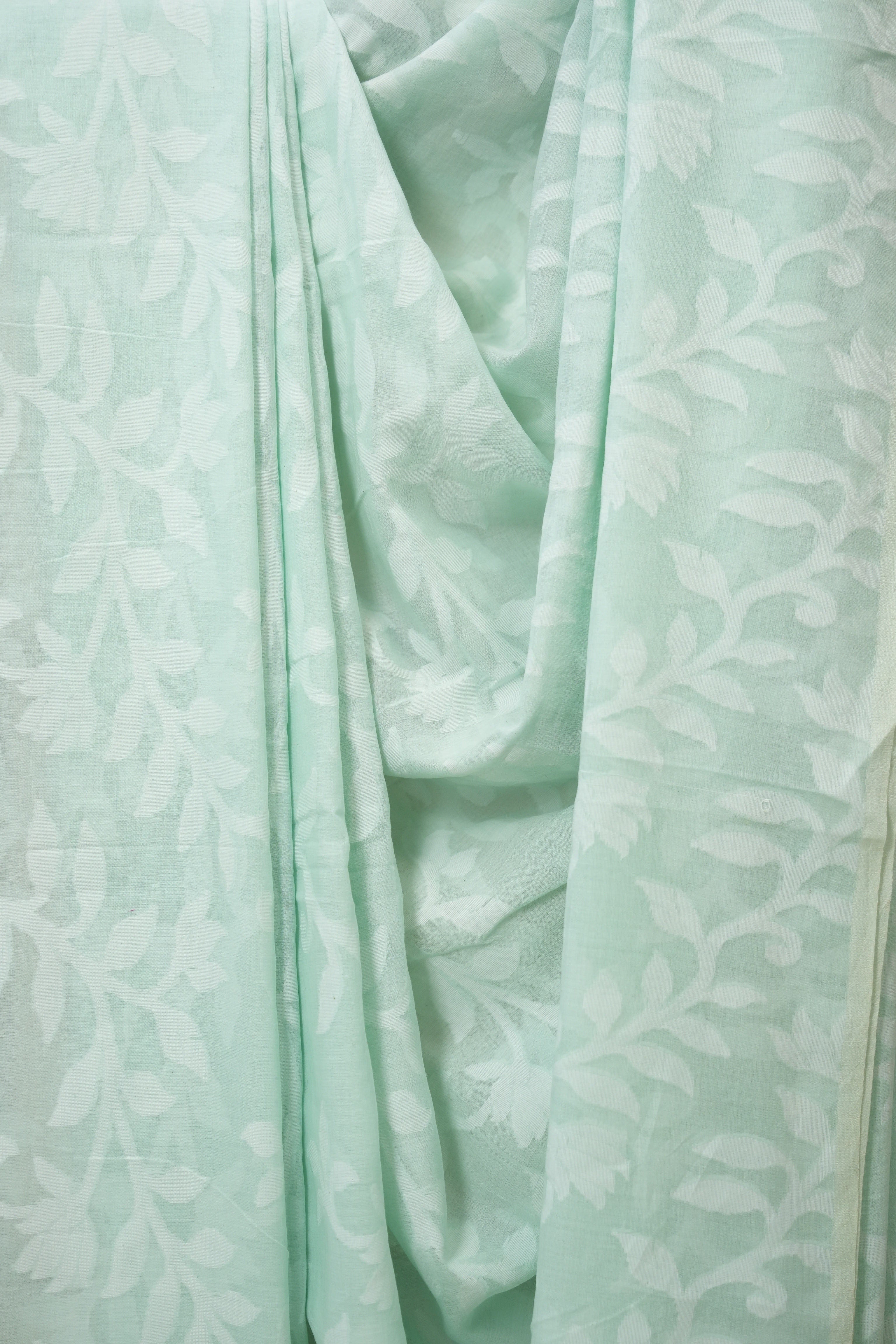 Aqua Green Mul Bengal Cotton Jamdani Saree - SRAGBCJS231