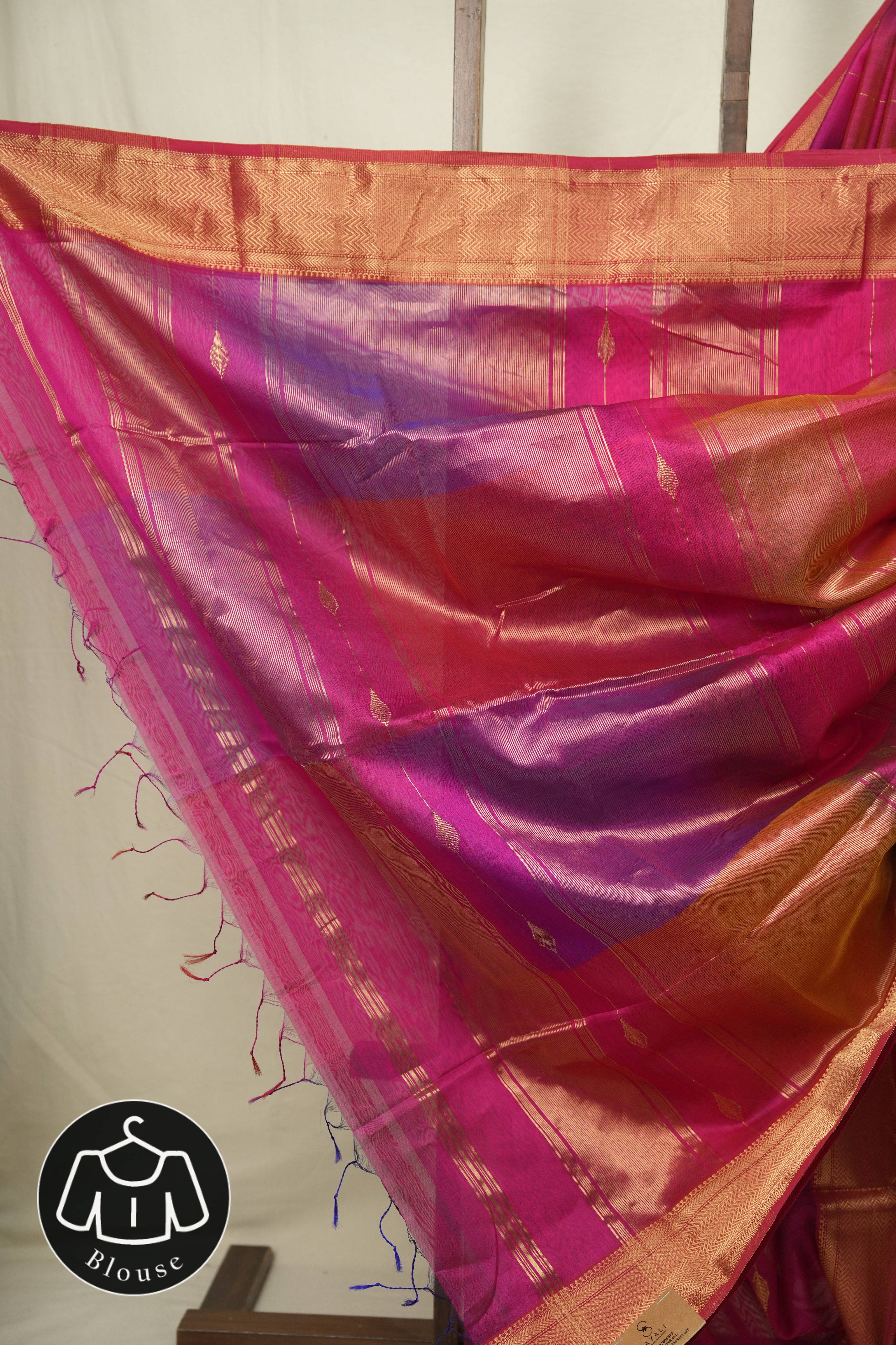 Two Tone Pink Maheshwari Saree - SRTTPMS1240