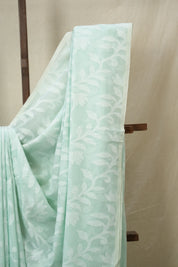 Aqua Green Mul Bengal Cotton Jamdani Saree - SRAGBCJS231