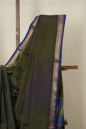 Two Tone Green Maheshwari Tissue Saree - SRTTGMTS590