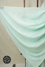 Aqua Green Mul Bengal Cotton Jamdani Saree - SRAGBCJS231