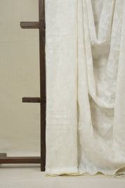 White Mul Bengal Cotton Jamdani Saree - SRWBCJS232