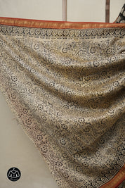 Black HBP Cotton Silk Saree With Maheshwari Border - SRBCSS1441