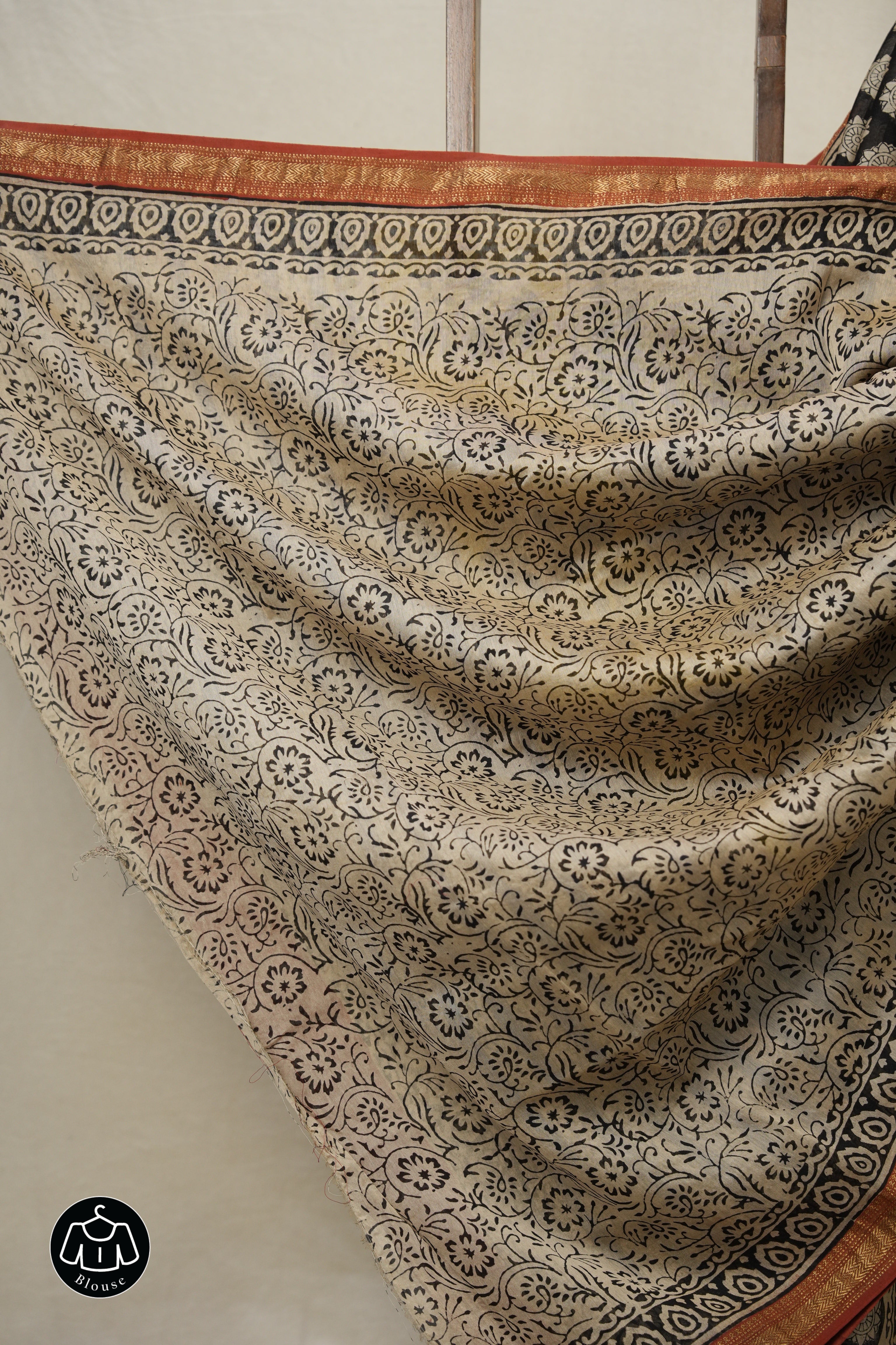 Black HBP Cotton Silk Saree With Maheshwari Border - SRBCSS1441