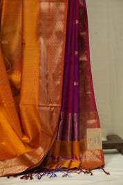 Mango Yellow Maheshwari Saree - SRMYMS1239