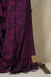 Purple Mul Bengal Cotton Jamdani Saree - SRLPBCJS233