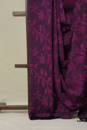 Purple Mul Bengal Cotton Jamdani Saree - SRLPBCJS233