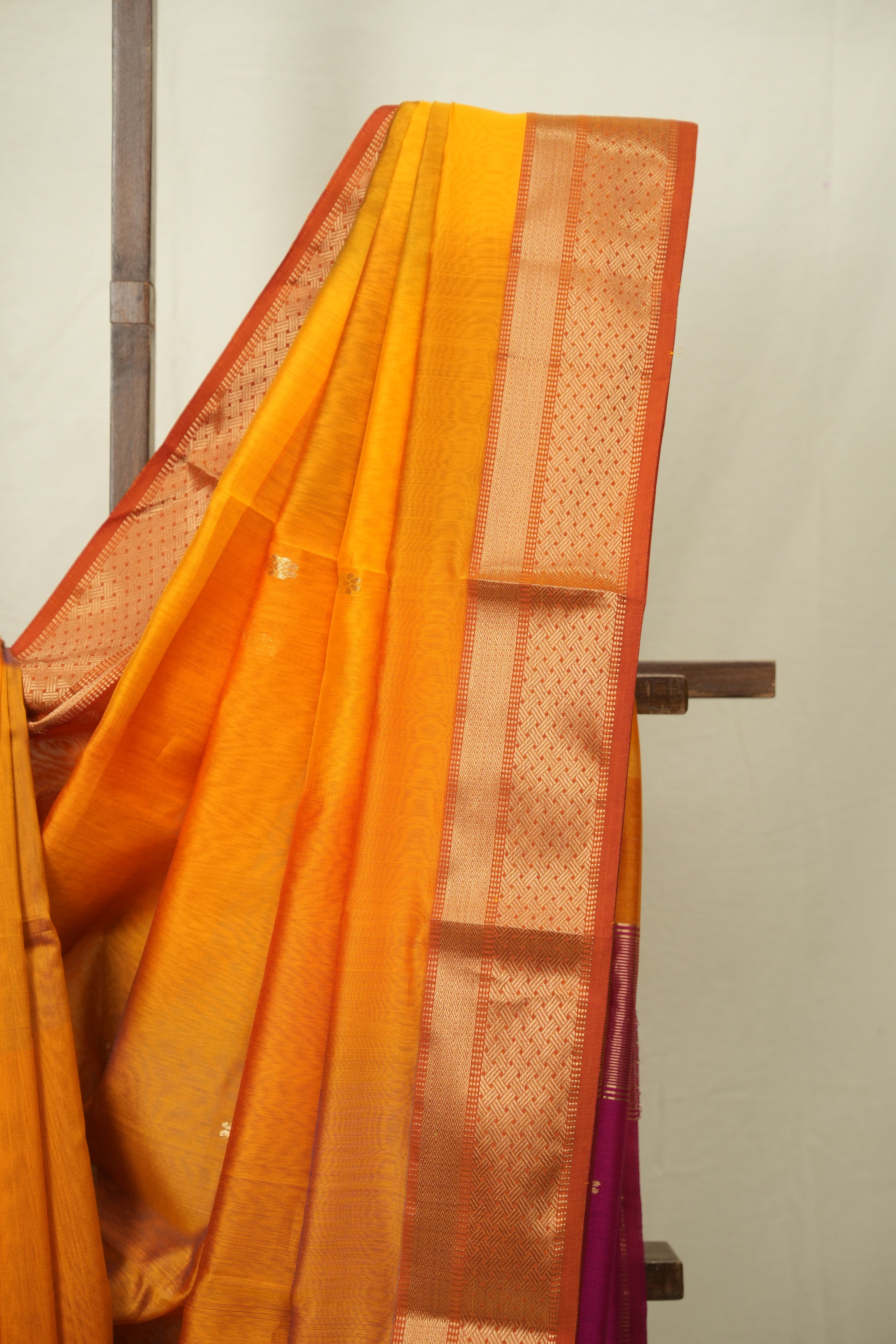 Mango Yellow Maheshwari Saree - SRMYMS1239