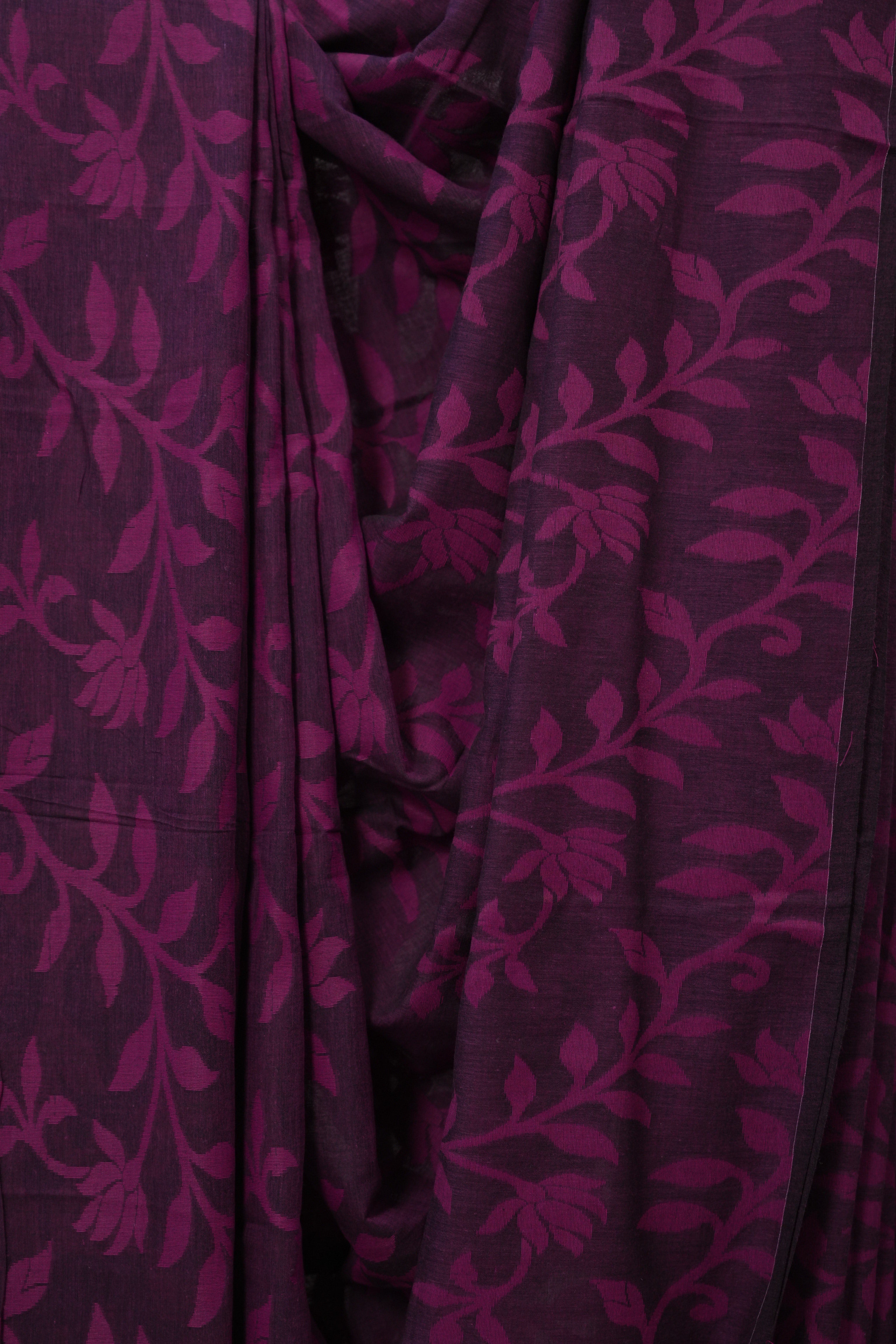 Purple Mul Bengal Cotton Jamdani Saree - SRLPBCJS233