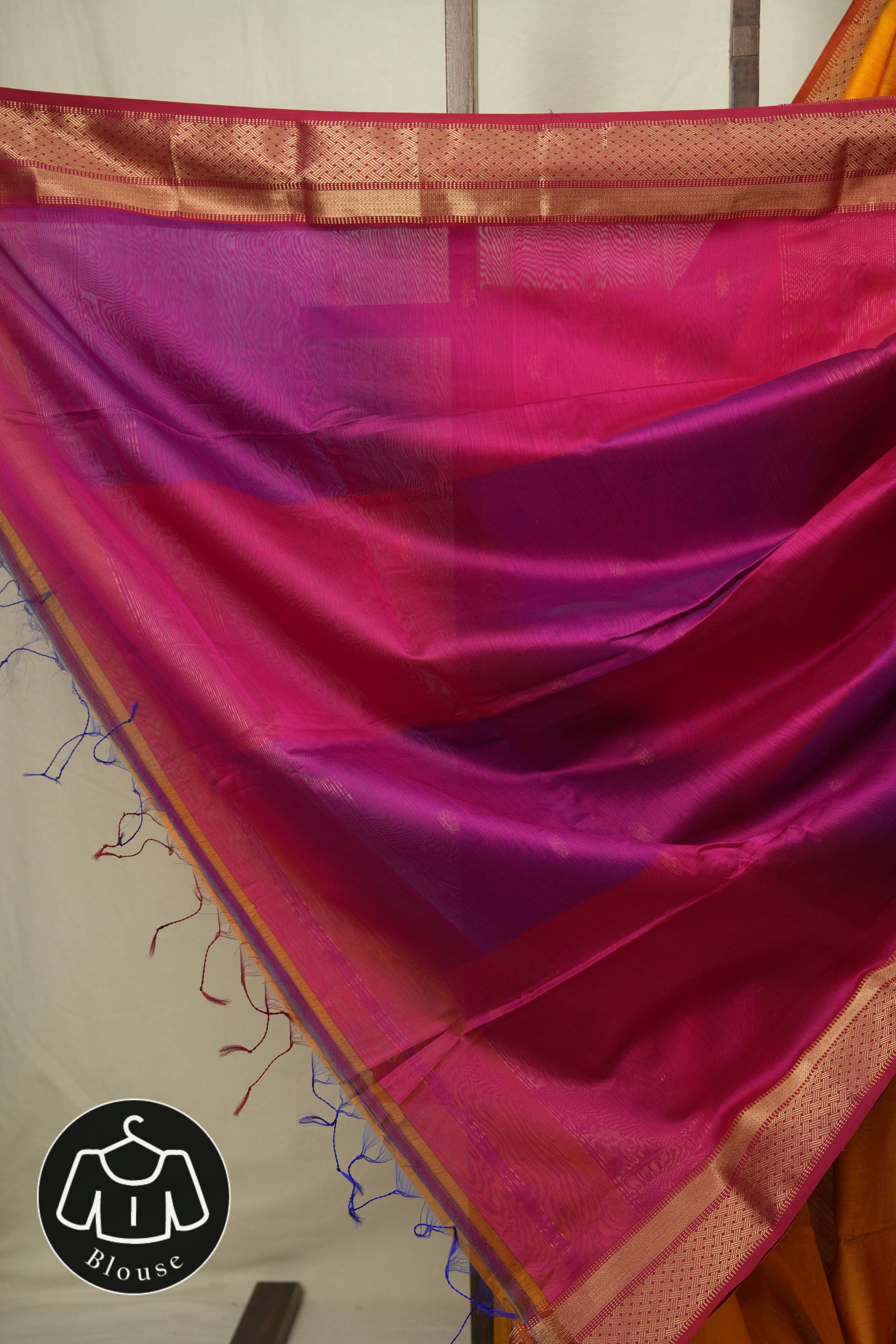 Mango Yellow Maheshwari Saree - SRMYMS1239