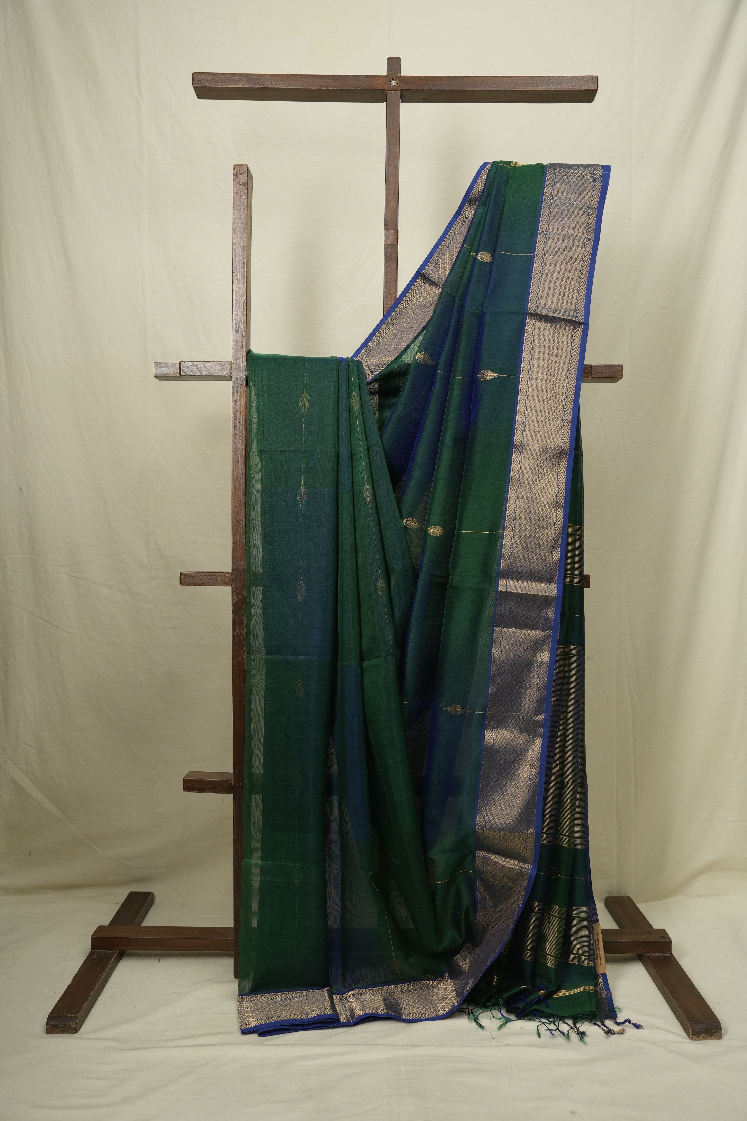 Two Tone Green Maheshwari Saree - SRTTGMS1241