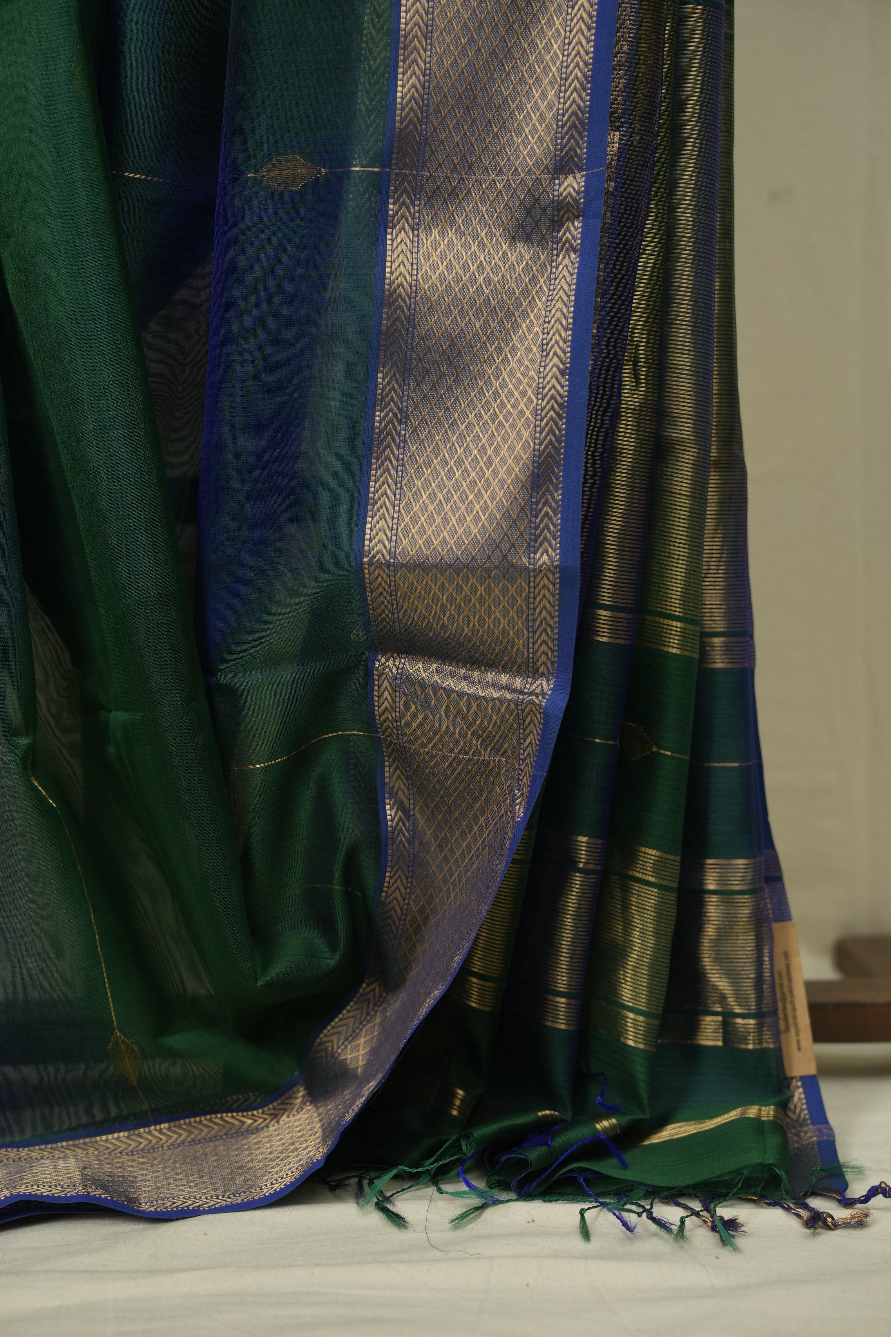 Two Tone Green Maheshwari Saree - SRTTGMS1241
