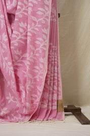 Light Pink Mul Bengal Cotton Jamdani Saree - SRLPBCJS230