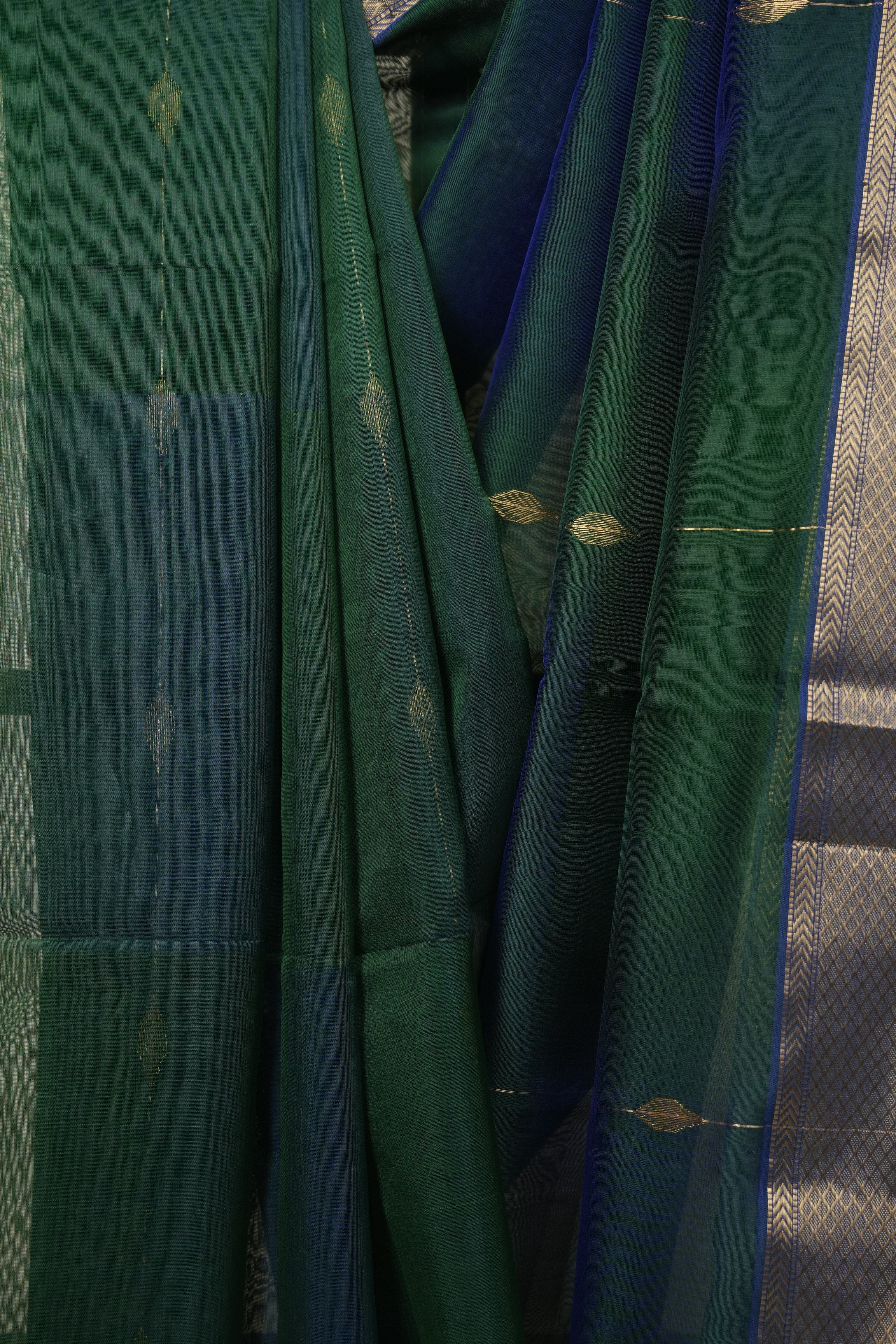 Two Tone Green Maheshwari Saree - SRTTGMS1241