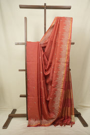 Red Embroidered Tussar Silk Saree -SRRETSS1589