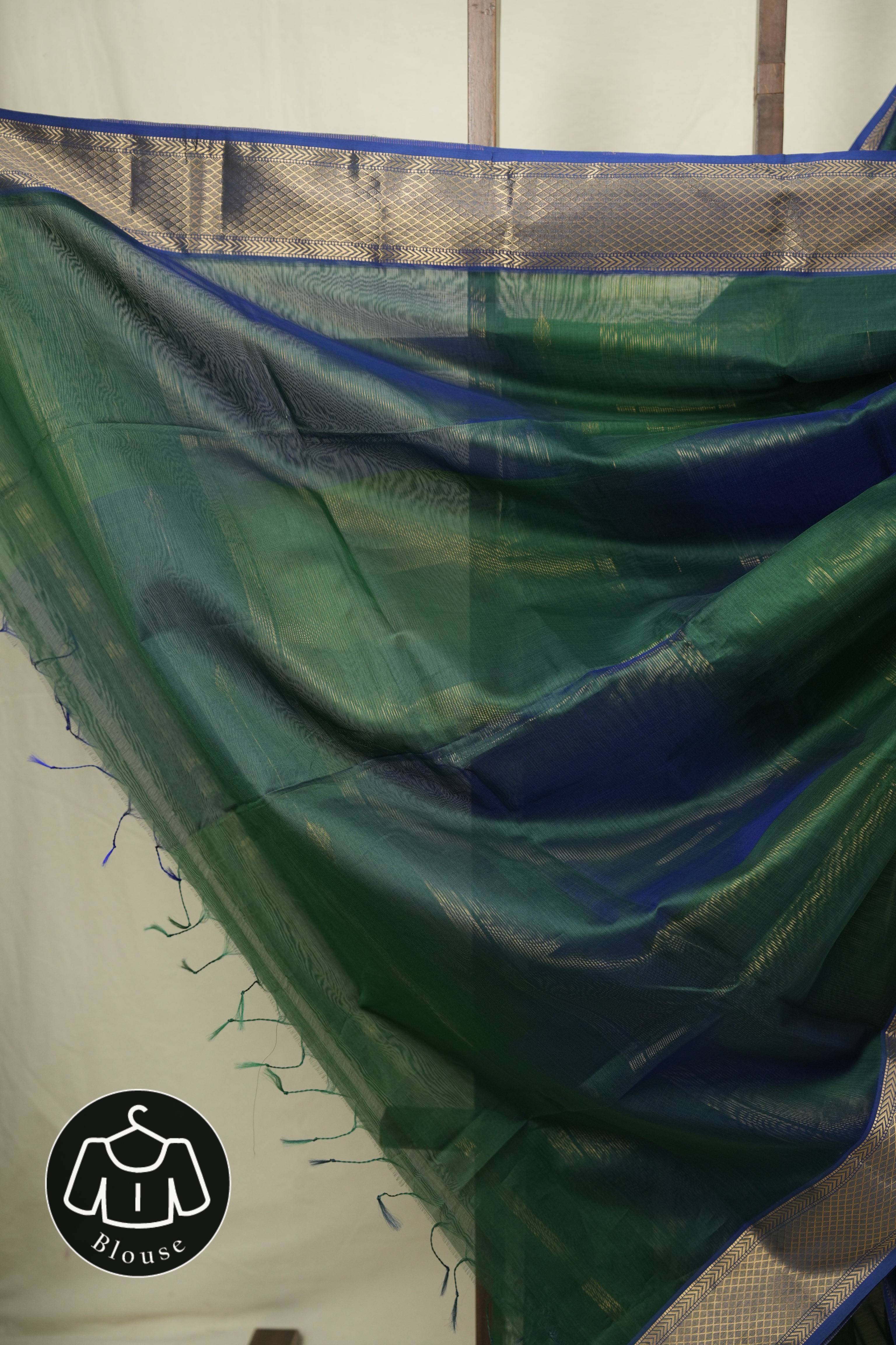 Two Tone Green Maheshwari Saree - SRTTGMS1241