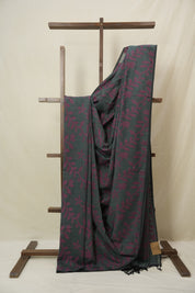 Charcoal  Mul Bengal Cotton Jamdani Saree - SRCBCJS228