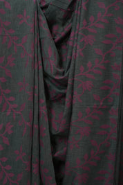 Charcoal  Mul Bengal Cotton Jamdani Saree - SRCBCJS228