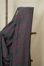 Charcoal  Mul Bengal Cotton Jamdani Saree - SRCBCJS228