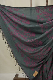 Charcoal  Mul Bengal Cotton Jamdani Saree - SRCBCJS228