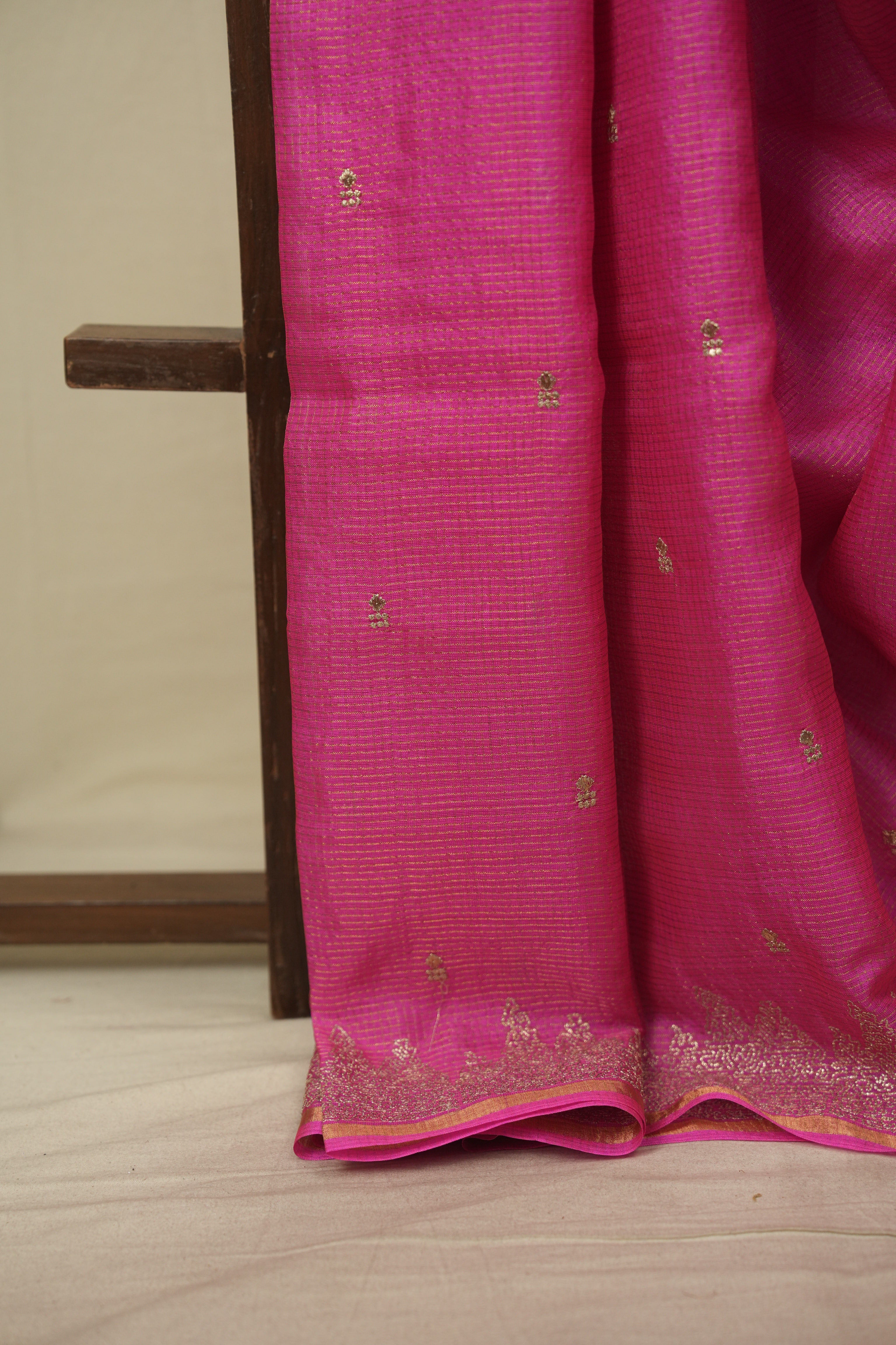 Pink Embroidered Tussar Silk Saree -SRPETSS1590