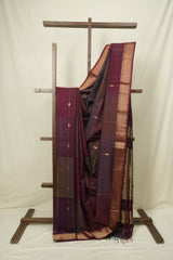 Two Tone Wine Maheshwari Saree - SRWMS1246