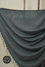 Charcoal  Mul Bengal Cotton Jamdani Saree - SRCBCJS228