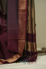 Two Tone Wine Maheshwari Saree - SRWMS1246