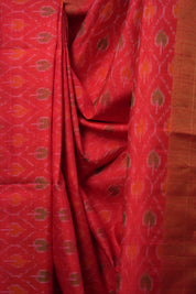 Red Green Raw Silk Ikat Saree - SRRGRSIS867