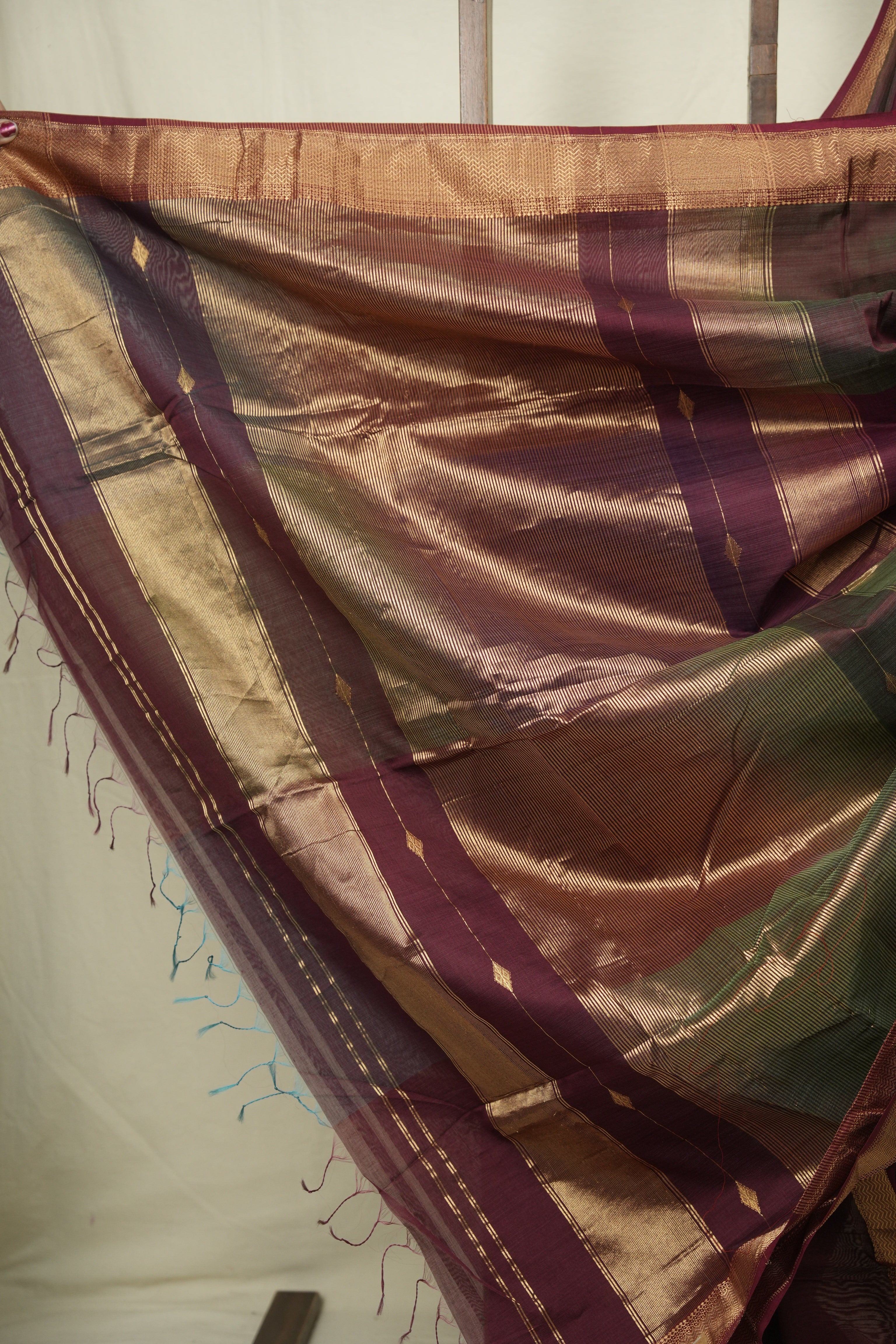 Two Tone Wine Maheshwari Saree - SRWMS1246