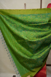 Red Green Raw Silk Ikat Saree - SRRGRSIS867
