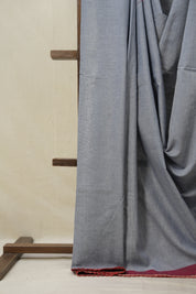 Bluish Grey Bengal Cotton Saree With Lace (DEFECT) - SRBGBCSWL88-PI