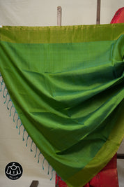Red Green Raw Silk Ikat Saree - SRRGRSIS867