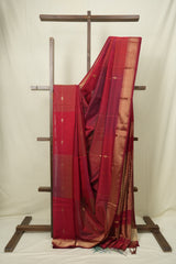 Two Tone Red Maheswari Saree - SRTTRMS1245