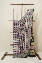 Cream Black HBP Cotton Saree - SRCBCS3382