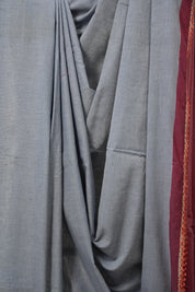 Bluish Grey Bengal Cotton Saree With Lace (DEFECT) - SRBGBCSWL88-PI