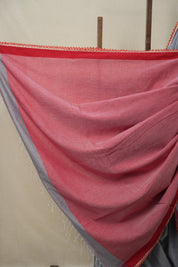 Bluish Grey Bengal Cotton Saree With Lace (DEFECT) - SRBGBCSWL88-PI