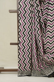 Cream Black HBP Cotton Saree - SRCBCS3382