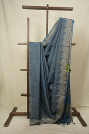 Peacock Green Embroidered Tussar Silk Saree -SRPGETSS1592