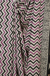 Cream Black HBP Cotton Saree - SRCBCS3382