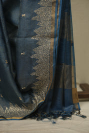 Peacock Green Embroidered Tussar Silk Saree -SRPGETSS1592