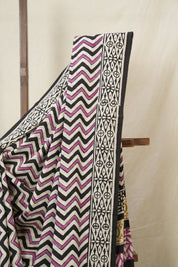 Cream Black HBP Cotton Saree - SRCBCS3382