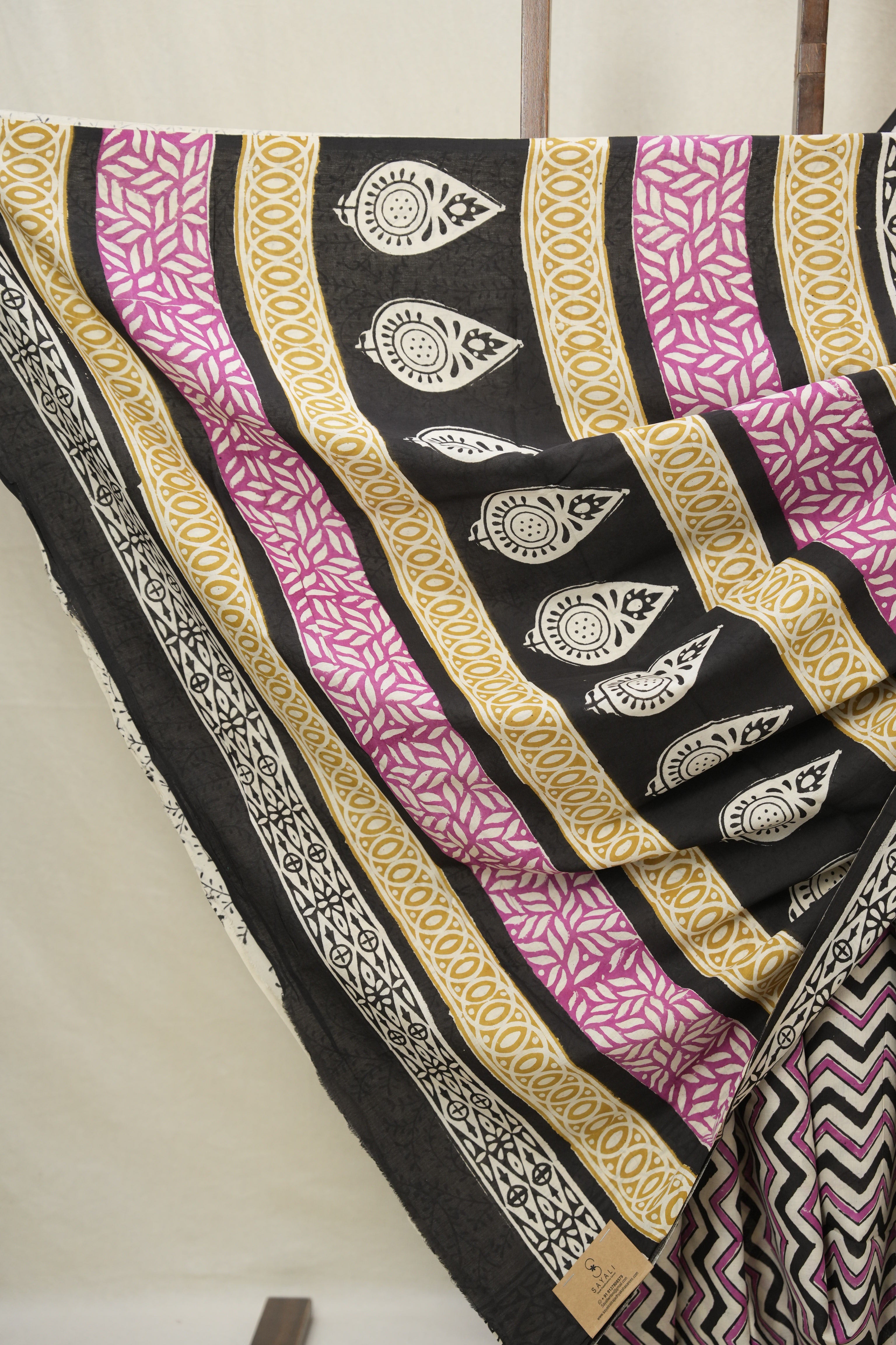 Cream Black HBP Cotton Saree - SRCBCS3382