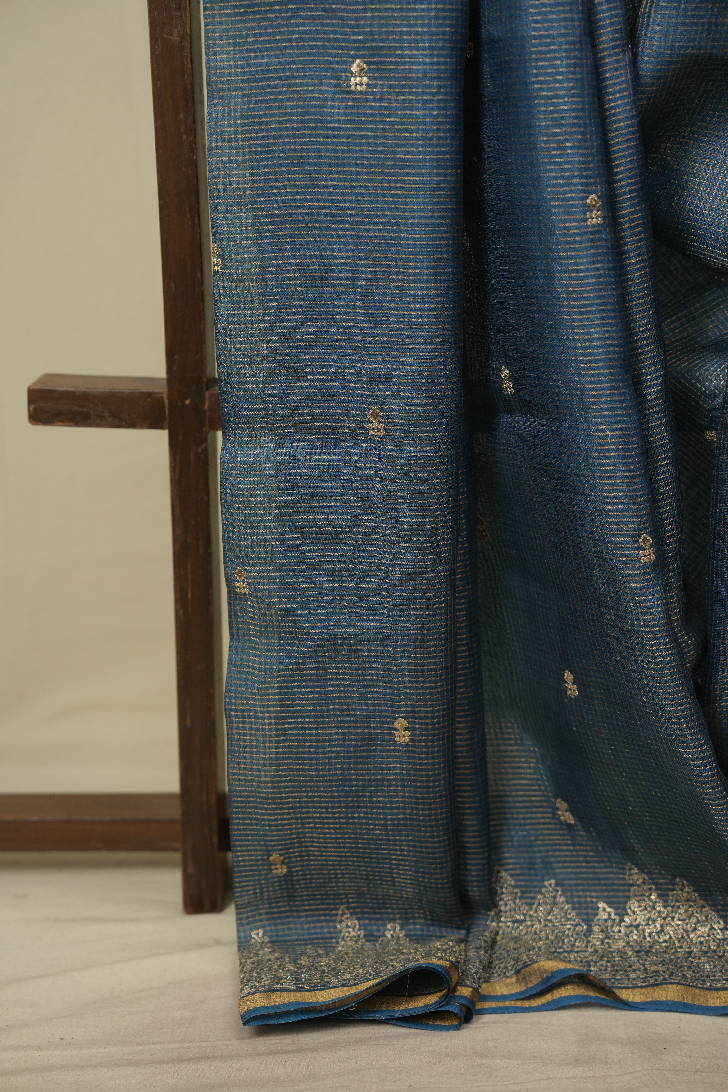 Peacock Green Embroidered Tussar Silk Saree -SRPGETSS1592