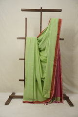 Mint Green Bengal Cotton Saree With Lace - SRMGBCSWL20