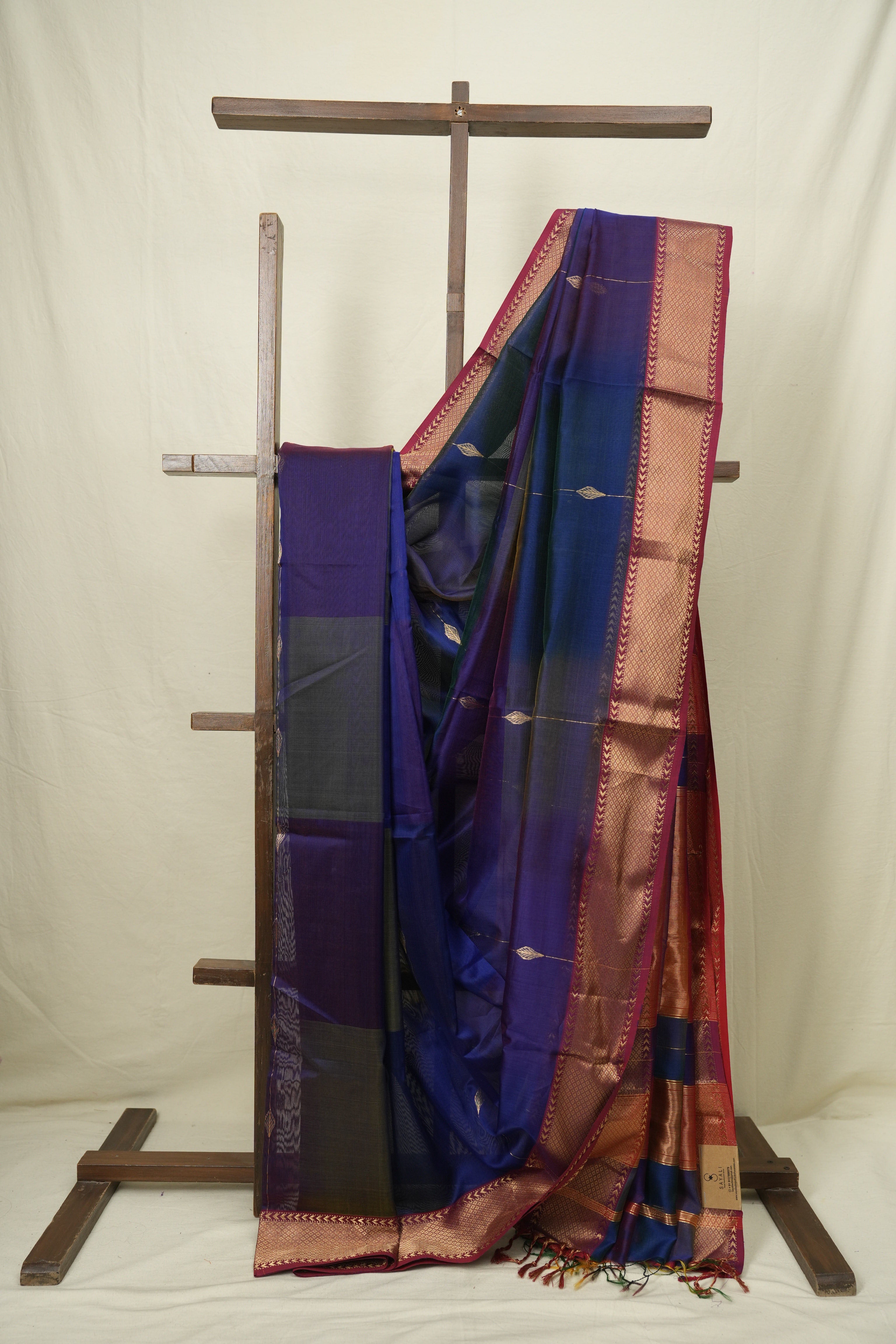Peacock Blue Maheshwari Saree - SRPBMS1244