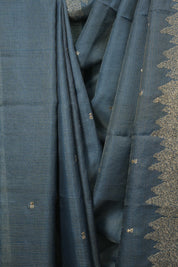 Peacock Green Embroidered Tussar Silk Saree -SRPGETSS1592