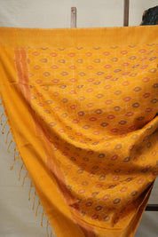 Bottle Green Yellow Raw Silk Ikat Saree - SRBGYRSIS868