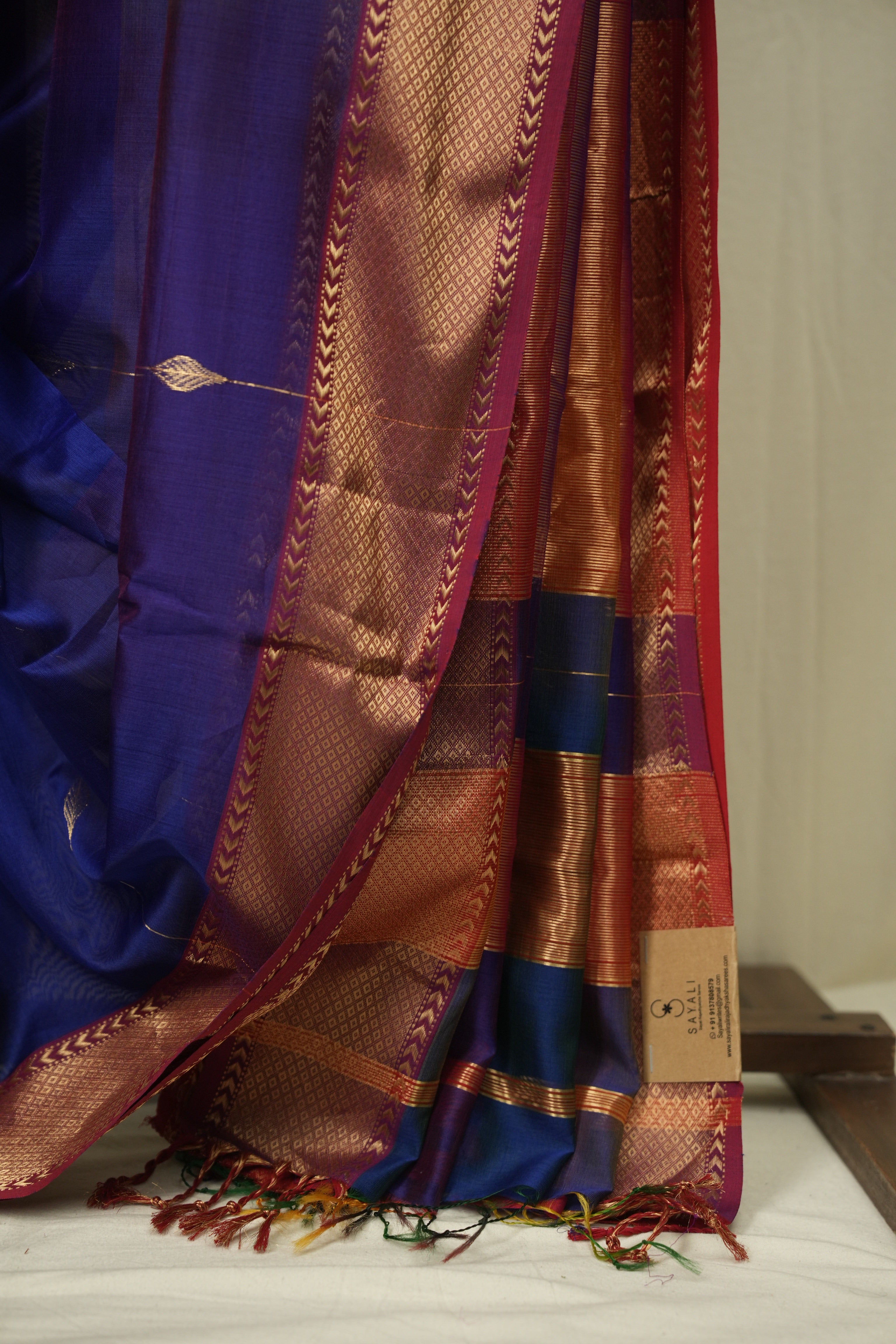 Peacock Blue Maheshwari Saree - SRPBMS1244